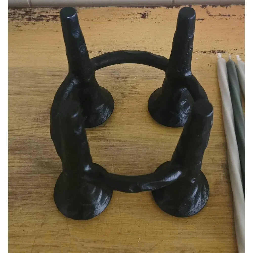 Mid Century Modern Metal Four Post Candle Holder